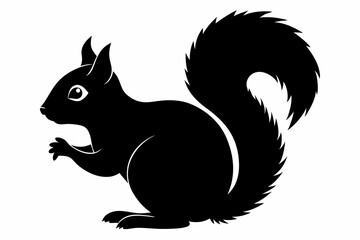 Squirrel black silhouette vector, sitting squirrel black silhouette Illustration, isolated black silhouette of a Squirrel collection, Squirrel Vector