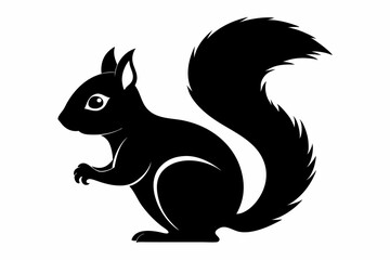 Squirrel black silhouette vector, sitting squirrel black silhouette Illustration, isolated black silhouette of a Squirrel collection, Squirrel Vector
