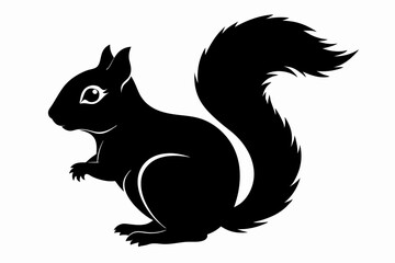 Squirrel black silhouette vector, sitting squirrel black silhouette Illustration, isolated black silhouette of a Squirrel collection, Squirrel Vector