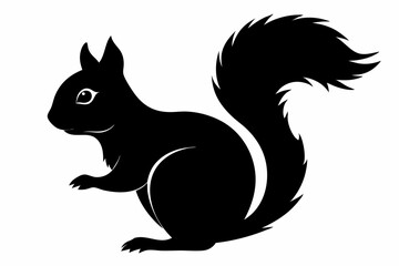 Squirrel black silhouette vector, sitting squirrel black silhouette Illustration, isolated black silhouette of a Squirrel collection, Squirrel Vector