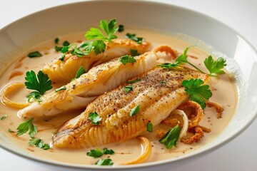 Elegant Catfish au Lait with Buttermilk Dip and Fresh Parsley Sprigs