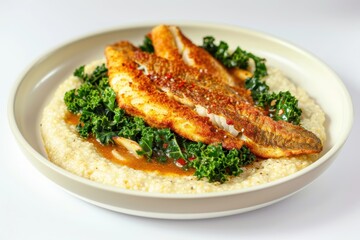 Southern Style Catfish with Cajun Sauce and Kale