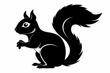 Squirrel black silhouette vector, sitting squirrel black silhouette Illustration, isolated black silhouette of a Squirrel collection, Squirrel Vector