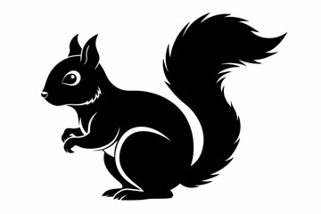 Squirrel black silhouette vector, sitting squirrel black silhouette Illustration, isolated black silhouette of a Squirrel collection, Squirrel Vector