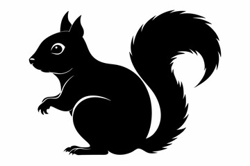 Squirrel black silhouette vector, sitting squirrel black silhouette Illustration, isolated black silhouette of a Squirrel collection, Squirrel Vector