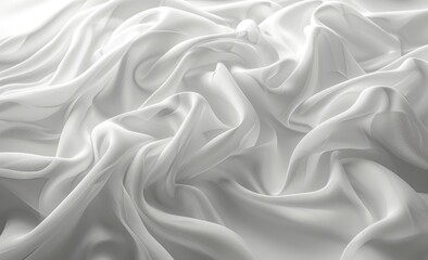 Obraz premium Fabric textile Background. White color. 3D render of white silk fabric with waves