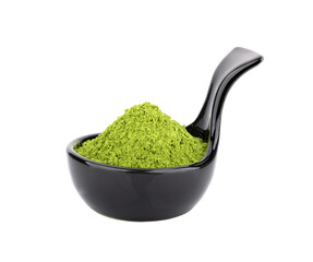 matcha green tea powder in bowl on trtansparent png