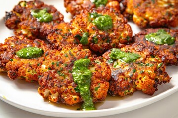 Fototapeta premium Artisanal Cauliflower Fritters with a Homemade Touch