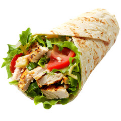 Chicken caesar wrap on transparent background