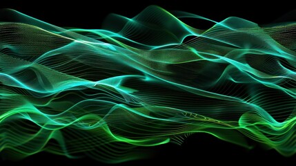 Abstract Green and Blue Waves in Motion