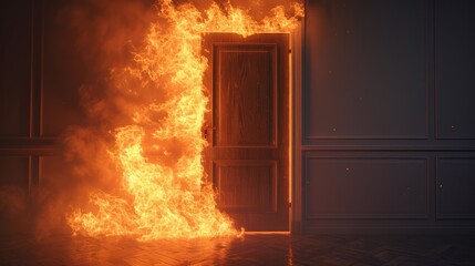 Burning Doorway in Empty Room