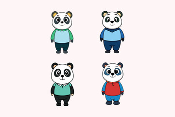        Panda cartoon style vector illustration.
