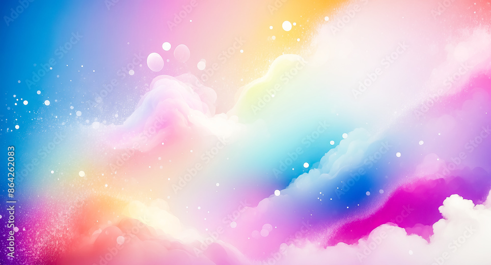 Poster abstract colorful background with clouds and bokeh