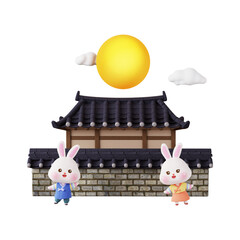 3D 추석 토끼 캐릭터 일러스트 © raonmade