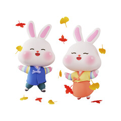 Obraz premium 3D 추석 토끼 캐릭터 일러스트