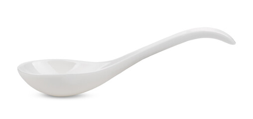white ceramic spoon on white background