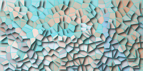  colorful stains broken glass tile background texture. geometric pattern with 3d shapes vector Illustration. Retro tiles pattern Voronoi diagram background. Geometric hexagon tiles textured with crack