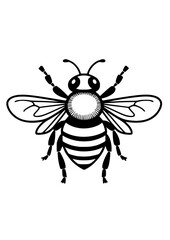 Obraz premium Black and white logo, icon bee, generative AI illustration 