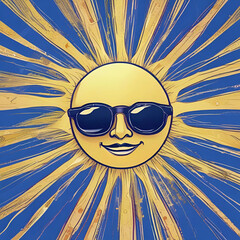 illustration of the sun smiling and wearing sunglasses