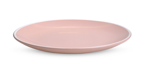 pink empty plate  on white bloackground