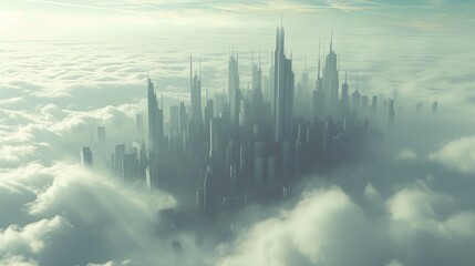 Fototapeta premium Above the Clouds: Futuristic Cityscape