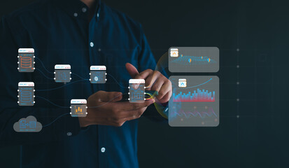 Dashboard for data business analysis and Data Management System with KPI and metrics connected to the database for technology finance,  marketing,operations, sales.