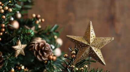 A star on top of a beautifully decorated Christmas tree