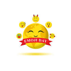 Vector illustration of World Emoji Day social media feed template
