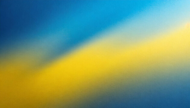 Ukraine flag, abstract gradient patriotic grainy blurred texture banner, background with copy space, yellow blue, independence, peace
