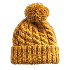Knitted hat isolated on transparent background. Winter hat