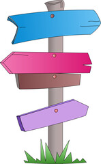 multicolor of wooden direction signs, Multi plaques and arrows