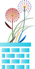 Flowers in a blue pot