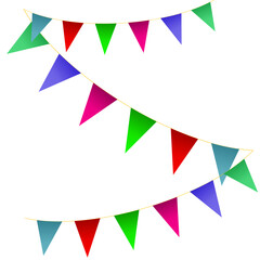 Carnival garland with flags. Decorative colorful party pennants for birthday celebration, festival and fair decoration