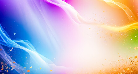 Abstract Colorful Background with Confetti and Flowing Lines