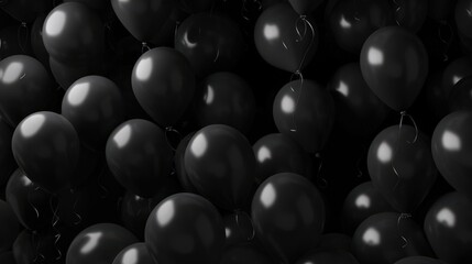 Fototapeta premium A Cluster of Black Balloons