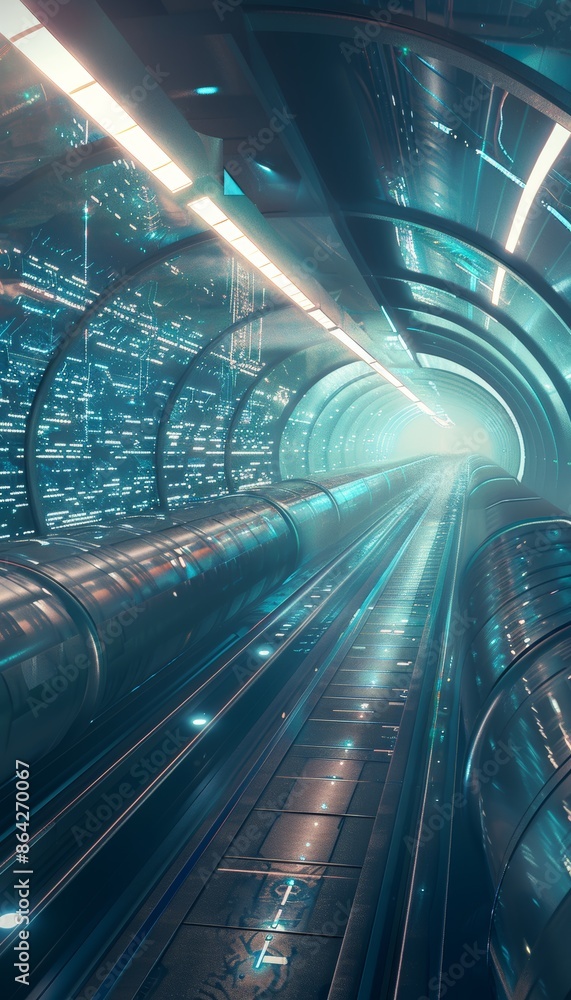 Aufkleber futuristic transportation system with hyperloop trains and advanced infrastructure design