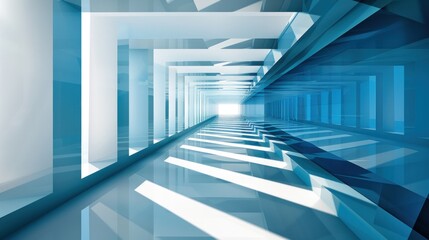 Obraz premium Abstract Blue and White Corridor