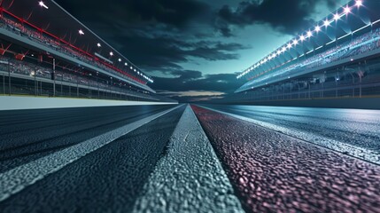 Racing Track at Night Under the Cloudy Sky