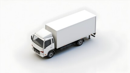 White Commercial Delivery Truck Carrying Cargo in Warehouse