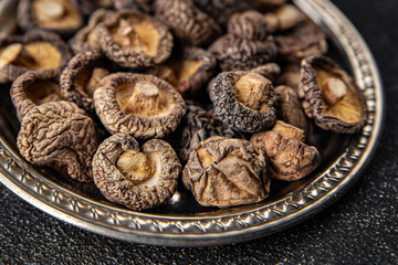 shiitake dried mushroom meal food snack on the table copy space food background top view vegetarian vegan food