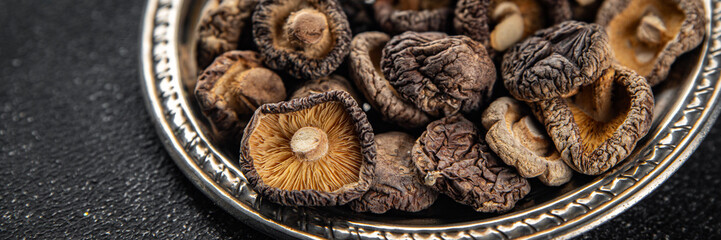 shiitake dried mushroom meal food snack on the table copy space food background top view vegetarian vegan food