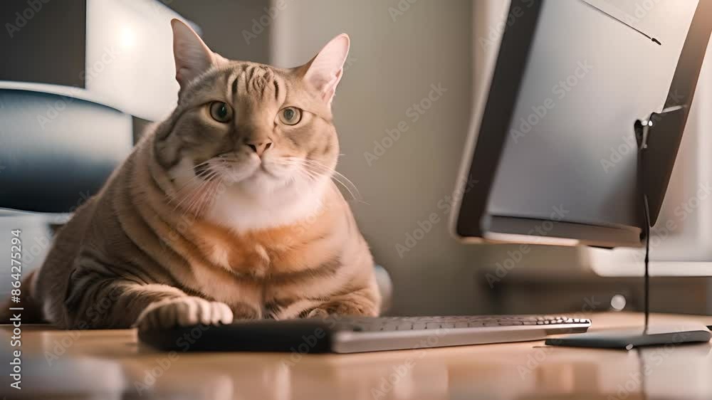 Poster tabby cat using computer generative ai