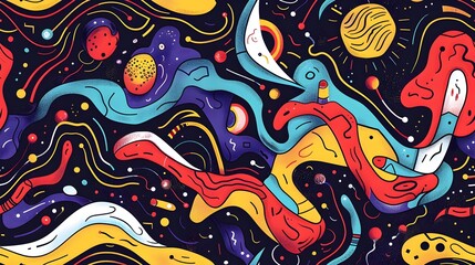 Fototapeta premium Captivating Cosmic Swirls in Vibrant Digital of Celestial Landscape