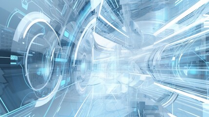 Obraz premium Futuristic tunnel, glowing lines and blue lights.