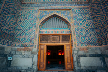 Beautiful door at Registan in Samarkand, Uzbekistan