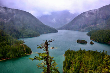 lake and mountains