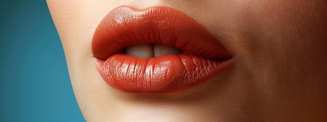 Fototapeta premium close up of a woman's lips with a red lipstick
