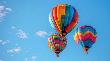 Obraz premium Joyful Celebration: Colorful Hot Air Balloons Against Clear Blue Sky