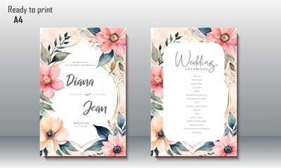 Floral engagement invitation template
