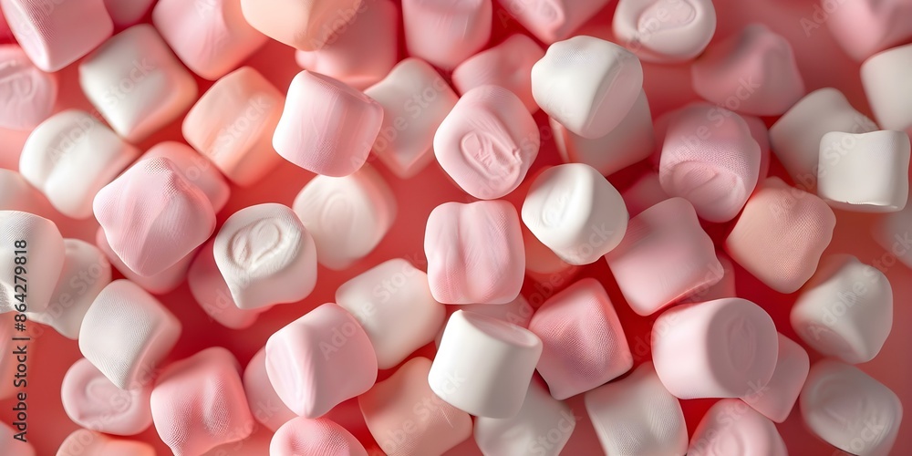 Poster marshmallow pattern 3d render for wrapping paper or textile print. concept marshmallow, pattern, 3d 